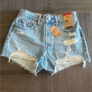 Levi's Blue Jean Shorts Distressed Cut-Off Style